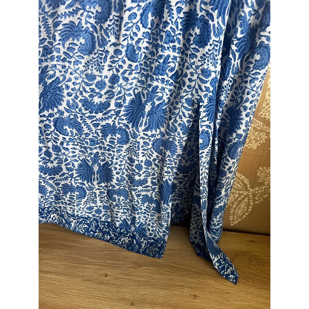 Natalie Martin 100% Silk Blue & White Floral Midi Dress with Slit - Picture 3 of 6